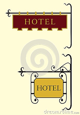 Wooden hotel door sign Vector Illustration