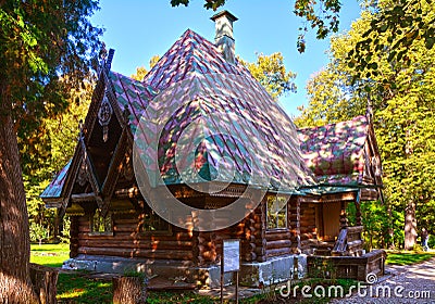 Wooden house in Abramtsevo estate, Moscow region, Russia Stock Photo