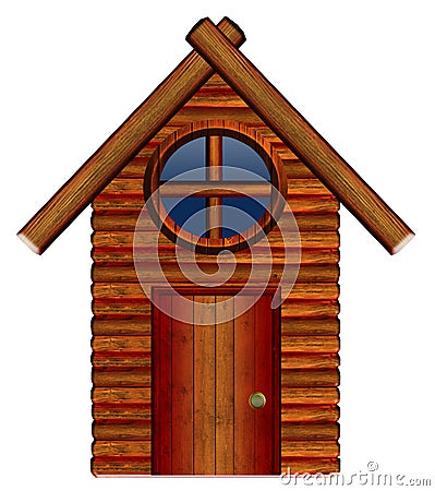 Wooden House Cartoon Illustration