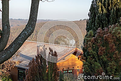 Wooden House in the forest in Germany Stock Photo