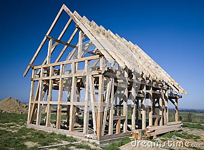 Wooden house frame Stock Photo