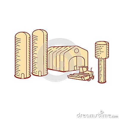 Wooden house, house on the nature. Vector illustration in flat and line style Vector Illustration