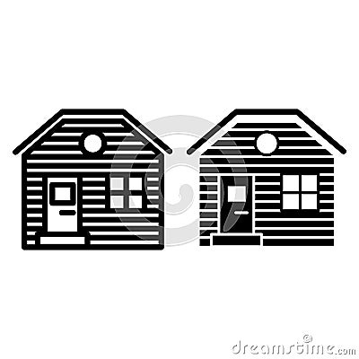 Wooden house line and glyph icon. Lodge vector illustration isolated on white. Hut outline style design, designed for Vector Illustration