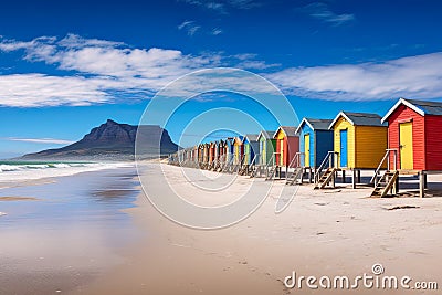 wooden house is nestled on the beach, offering a tranquil and picturesque coastal retreat. Stock Photo
