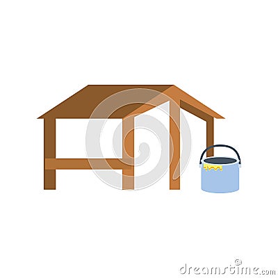 Wooden house structure icon Vector Illustration