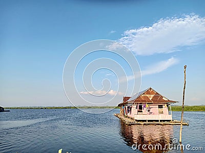Wooden House in Tempe Lake Editorial Stock Photo