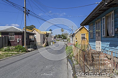 Wooden houses in Barbados Stock Photo