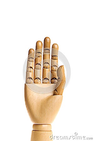 Wooden, human hand. Stock Photo