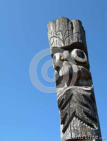 Wooden idol - Jangseung Stock Photo