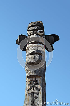 Wooden idol - Jangseung Stock Photo