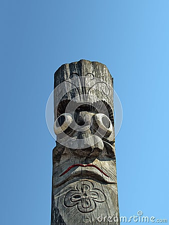 Wooden idol - Jangseung Stock Photo