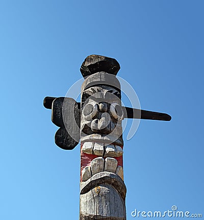 Wooden idol - Jangseung Stock Photo