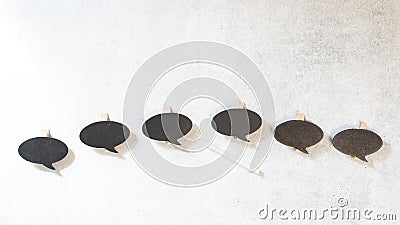Wooden information label signs with black chalkboard empty place for text Stock Photo
