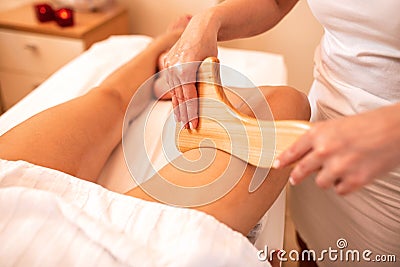 Wooden instruments applied with a massage purpose Stock Photo