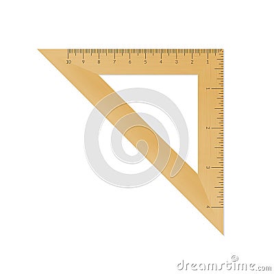 Wooden isosceles triangle ruler Vector Illustration