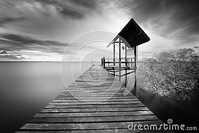 Wooden jetty and the sea Stock Photo