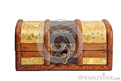 Wooden jewellery box isolated Stock Photo