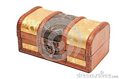 Wooden jewellery box isolated Stock Photo