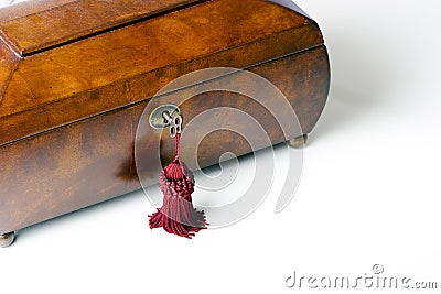 Wooden jewelry box Stock Photo