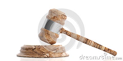 Wooden judge or auction gavel on white background. 3d illustration Cartoon Illustration