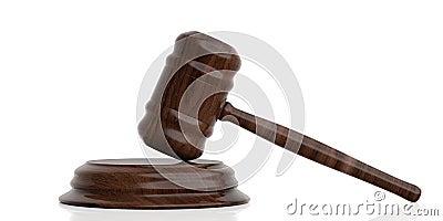 Wooden judge or auction gavel on white background. 3d illustration Cartoon Illustration