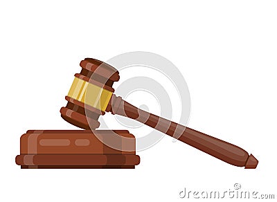 Wooden judge ceremonial hammer Vector Illustration