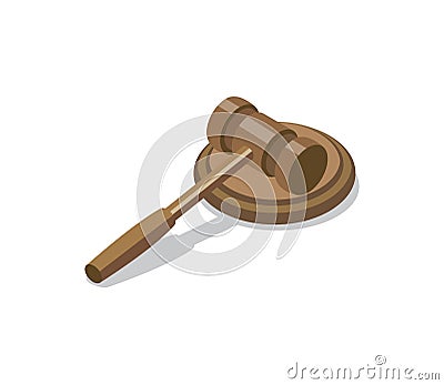 Wooden judge gavel isometric 3D elements Vector Illustration