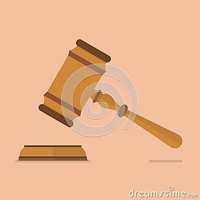 Wooden judge gavel and soundboard Vector Illustration