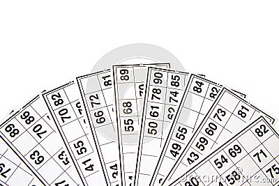 Wooden kegs and cards for lotto or bingo game Stock Photo