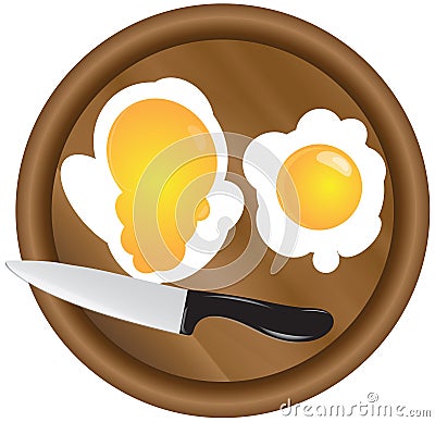 Wooden kitchen board and eggs Vector Illustration