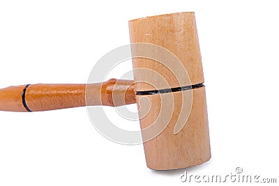 Wooden kitchen hammer isolated on white Stock Photo