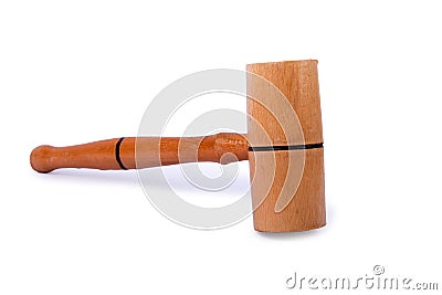 Wooden kitchen hammer isolated on white Stock Photo