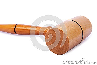 Wooden kitchen hammer isolated on white Stock Photo