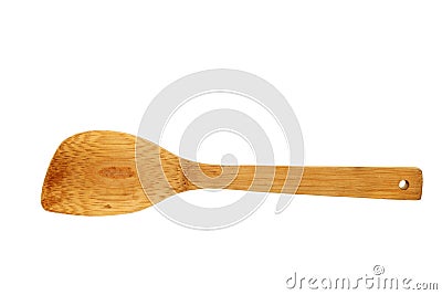 Wooden kitchen spatula over white Stock Photo