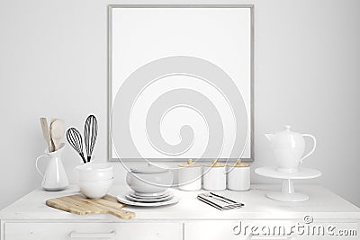Wooden kitchen table rectangular picture Stock Photo