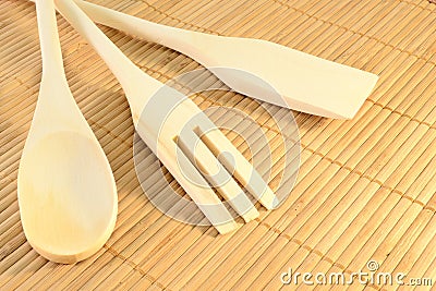 Wooden kitchen tools Stock Photo