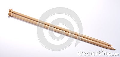 Wooden Knitting needles Stock Photo