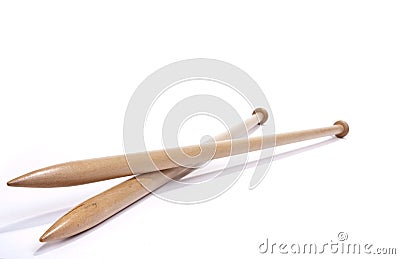 Wooden Knitting needles Stock Photo