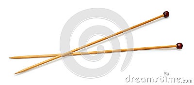 Wooden knitting needles, lie crossed Stock Photo