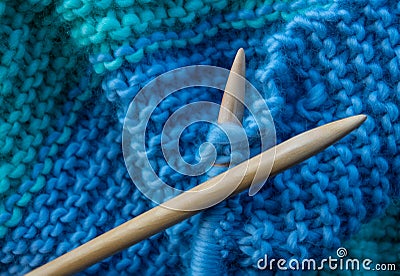 Wooden Knitting Needles And Yarn Stock Photo