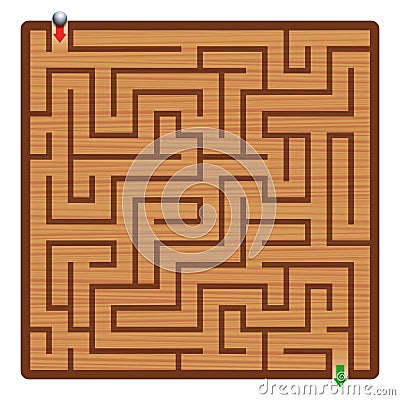 Wooden Labyrinth Square Format Maze Stock Photo