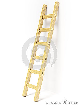 Wooden ladder near white wall Cartoon Illustration