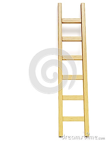 Wooden ladder near white wall Cartoon Illustration