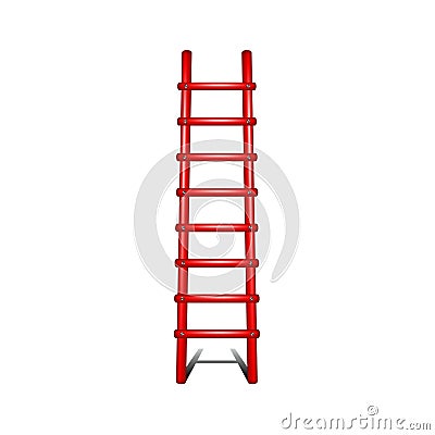 Wooden ladder in red design with shadow leading up Vector Illustration