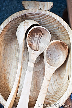 Wooden ladles Stock Photo