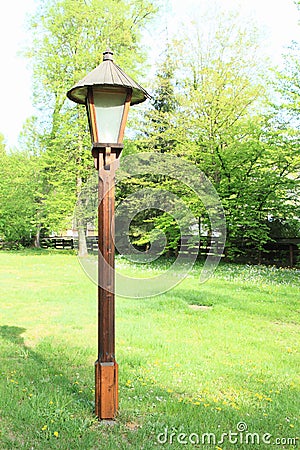 Wooden lamp in open-air museum Stock Photo