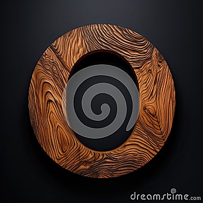 Wooden letter O. Wood font made of sticks, bark and wood. Forest typographic symbol. Stock Photo