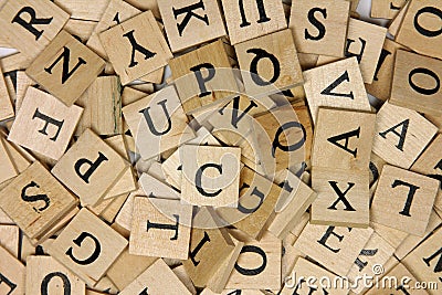Wooden letter tiles Stock Photo