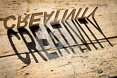 Wooden letters build the word creativity Stock Photo