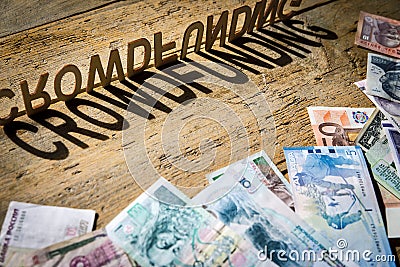 Wooden letters build the word crowdfunding Stock Photo